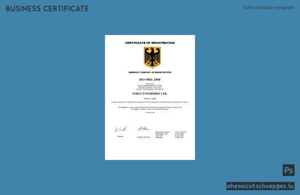 Deutsche Zulassungsbescheinigung – Beispielansicht in Word und PDF